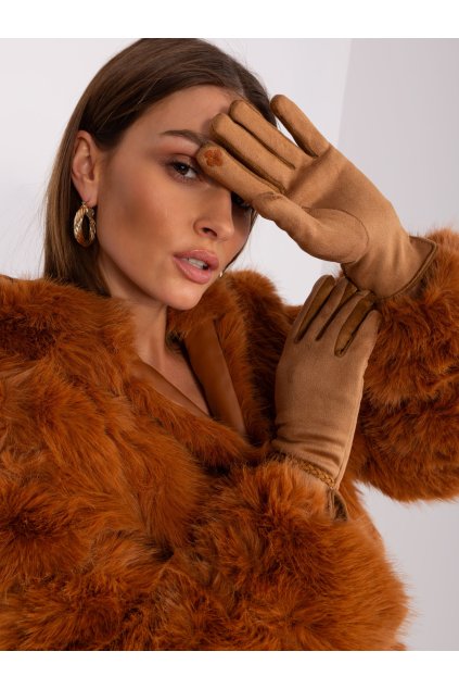 Dámske Rukavice farba Hnedá camel kód AT-RK-238601.31P (Farba Hnedá camel, Veľkosť S/M)