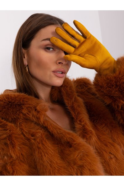 Dámske Rukavice farba Tmavo-žltá kód AT-RK-238601.78 (Farba Tmavo-žltá, Veľkosť S/M)