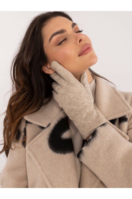 Dámske Rukavice farba Béžová kód AT-RK-23901.22 (Farba Béžová, Veľkosť S/M)