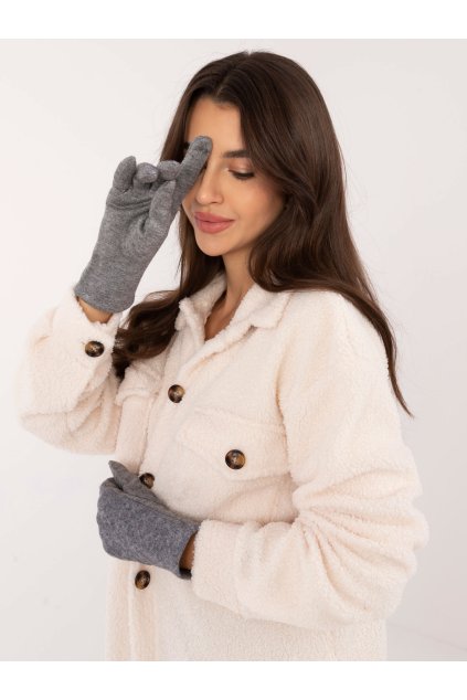 Dámske Rukavice farba Sivá kód AT-RK-23901.22 (Farba Sivá, Veľkosť S/M)