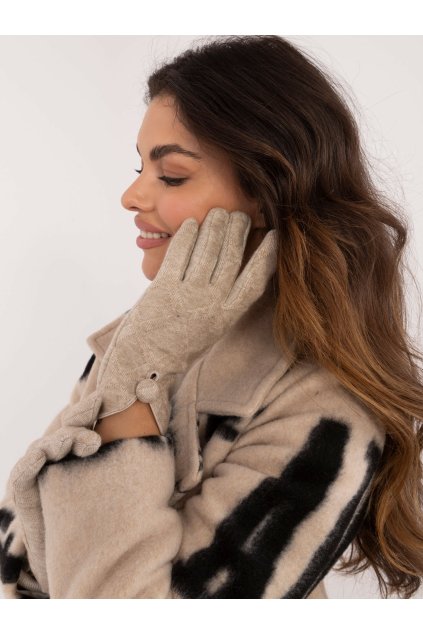 Dámske Rukavice farba Béžová kód AT-RK-23903.55 (Farba Béžová, Veľkosť S/M)