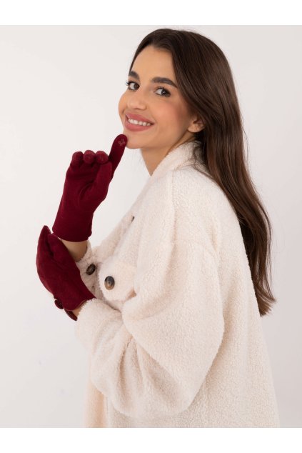 Dámske Rukavice farba Bordová kód AT-RK-23903.55 (Farba Bordová, Veľkosť S/M)