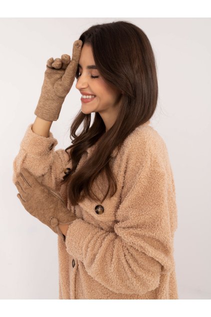 Dámske Rukavice farba Hnedá camel kód AT-RK-23903.55 (Farba Hnedá camel, Veľkosť S/M)