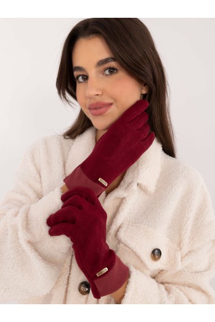 Dámske Rukavice farba Bordová kód AT-RK-23905.03X (Farba Bordová, Veľkosť S/M)