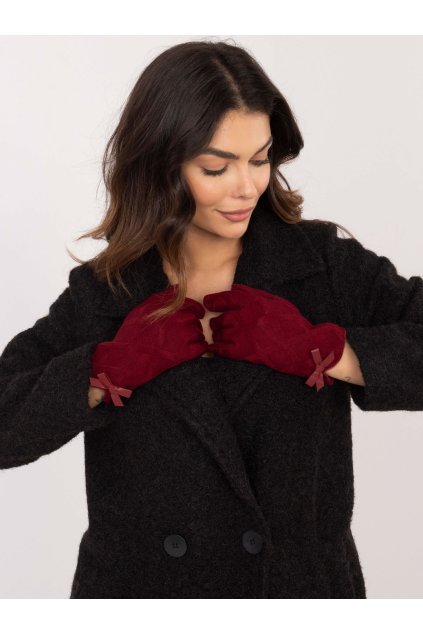 Dámske Rukavice farba Bordová kód AT-RK-239301.10X (Farba Bordová, Veľkosť S/M)