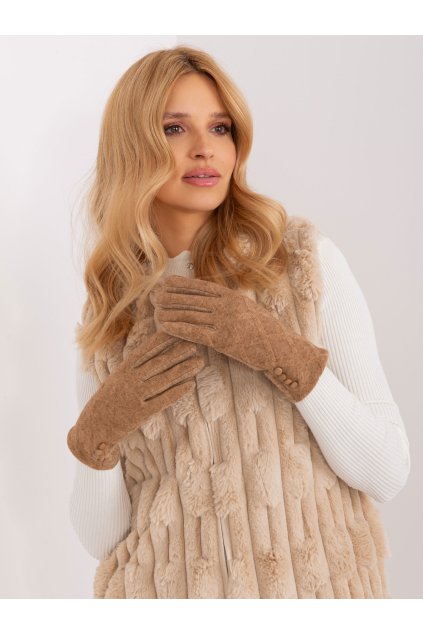 Dámske Rukavice farba Hnedá camel kód AT-RK-239302.10X (Farba Hnedá camel, Veľkosť S/M)