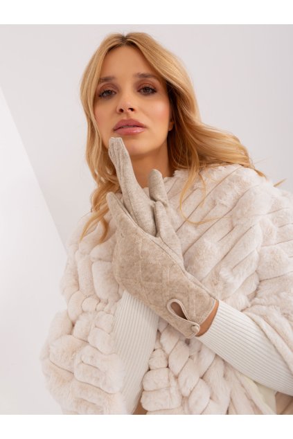 Dámske Rukavice farba Béžová kód AT-RK-239502.87 (Farba Béžová, Veľkosť S/M)