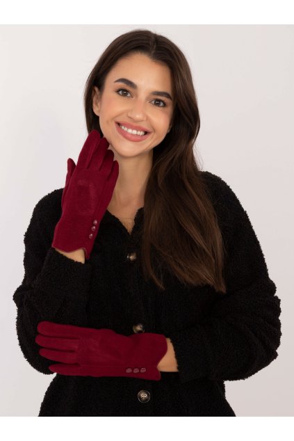 Dámske Rukavice farba Bordová kód AT-RK-239503.31 (Farba Bordová, Veľkosť S/M)