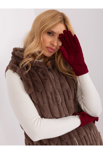 Dámske Rukavice farba Bordová kód AT-RK-239506.98 (Farba Bordová, Veľkosť S/M)