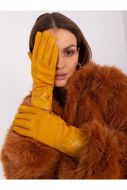 Dámske Rukavice farba Tmavo-žltá kód AT-RK-239507.26P (Farba Tmavo-žltá, Veľkosť S/M)