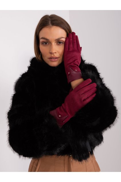 Dámske Rukavice farba Bordová kód AT-RK-239507.94P (Farba Bordová, Veľkosť S/M)