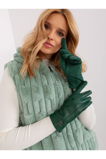 Dámske Rukavice farba Tmavo-zelená kód AT-RK-239801.11 (Farba Tmavo-zelená, Veľkosť S/M)
