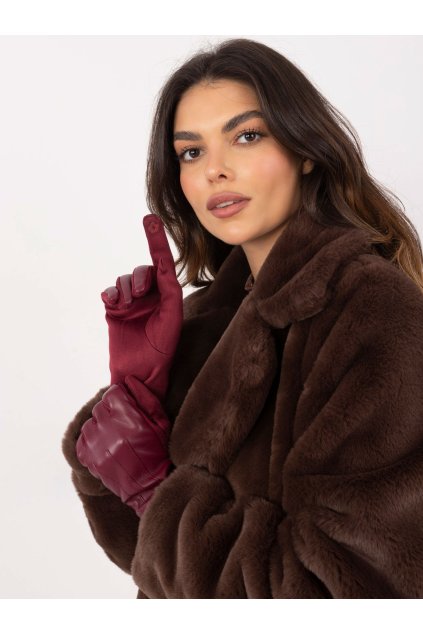 Dámske Rukavice farba Bordová kód AT-RK-239804.86 (Farba Bordová, Veľkosť S/M)