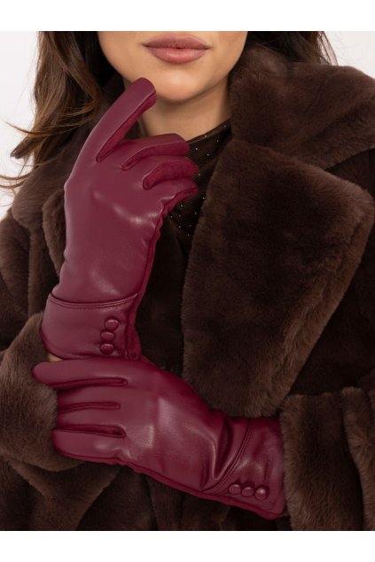Dámske Rukavice farba Bordová kód AT-RK-239805.95 (Farba Bordová, Veľkosť L/XL)
