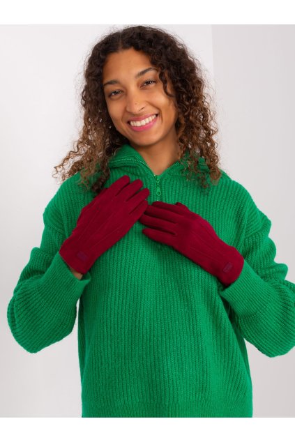 Dámske Rukavice farba Bordová kód AT-RK-8502A.97 (Farba Bordová, Veľkosť S/M)