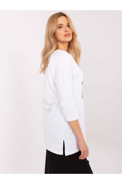 Dámska blúzka s podtlačou biela CLM-BZ-0052.37 (Farba Biela, Veľkosť M)