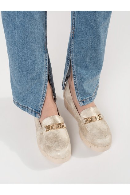 Zlatá dámske mokasíny na platforme Goodin kod CCC -1- GD-FL6001L.GO (Veľkosť 36)