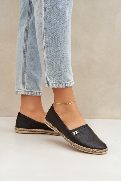 Elegantní kožené espadrilky Dámske zazoo 10177 čierne / 10177 V.CZARNY (Veľkosť 36)