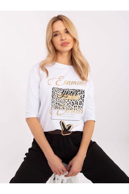 Dámska blúzka s podtlačou biela CLM-BZ-0014.42 (Farba Biela, Veľkosť S)