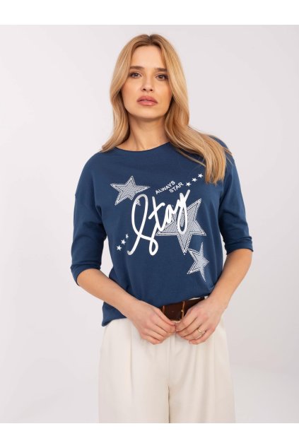 Dámska blúzka s podtlačou tmavo-modrá CLM-BZ-0016.84 (Farba Tmavo-modrá, Veľkosť L)