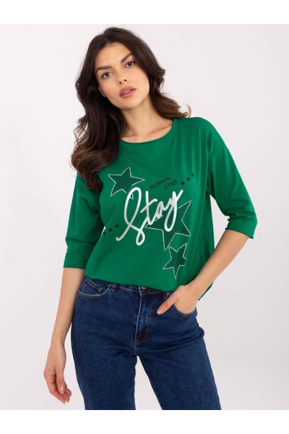 Dámska blúzka s podtlačou zelená CLM-BZ-0016.84 (Farba Zelená, Veľkosť S)