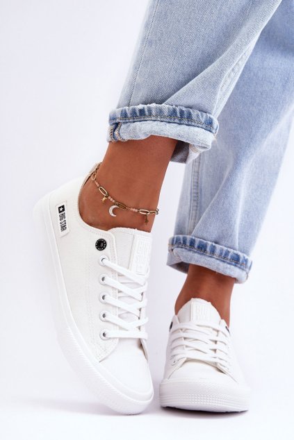 Dámske nízke materiál tenisky big star kk274008 biele / KK274008 BIAŁE (Veľkosť 36)