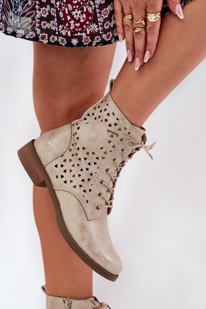 Boty S Prodyšným Vzorem Na Zip Jasnobežové Serfina (Veľkosť 39)