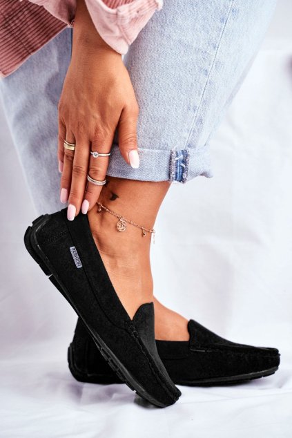 Dámské Semišové Mokasíny černé Morreno (Veľkosť 37)