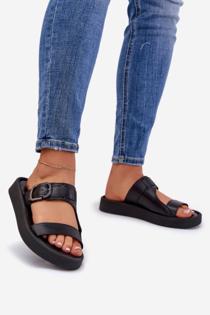 Kožené Dámske sandały na platforme čierne zazoo 3024 / 3024/001 (Veľkosť 36)