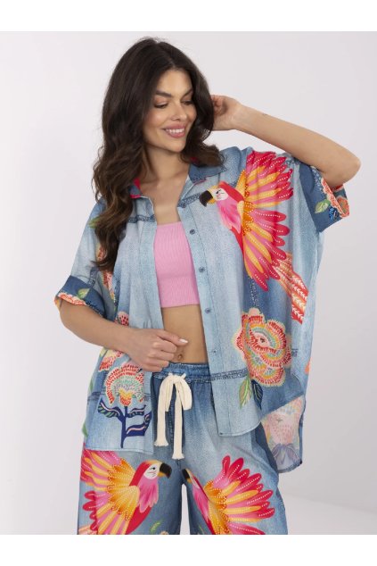 Dámske Košeľa farba Modrá kód DHJ-KS-19007-6.86 (Farba Modrá, Veľkosť ONE SIZE)