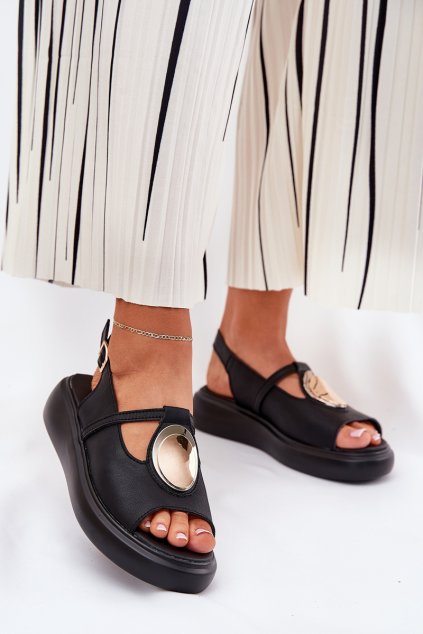 Kožené Elegantní Dámské Sandály S.Barski GR51-603 Černé (Veľkosť 36)