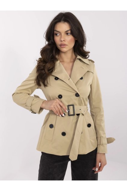 Dámsky kabát farba hnedá camel kód NM-PL-Q22-1805-5.96 : na temu obdobie Jeseň / zima (Farba Hnedá camel, Veľkosť S)