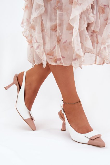 Elegantní Lodičky S Dekorací Eko Kůže Bílé Ottoles (Veľkosť 38)