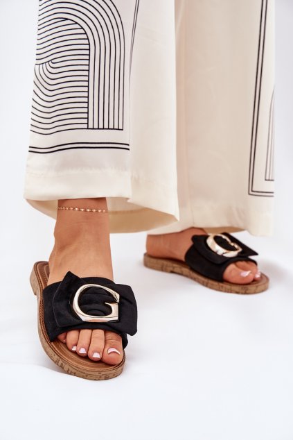 Plné Dámske Sandále s ozdobným detalem čierne nellodra / M578 BLACK (Veľkosť 36)