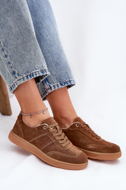 Dámské Nízké Sněrovací Tenisky Z Semiše Hnědé Paliana (Veľkosť 39)