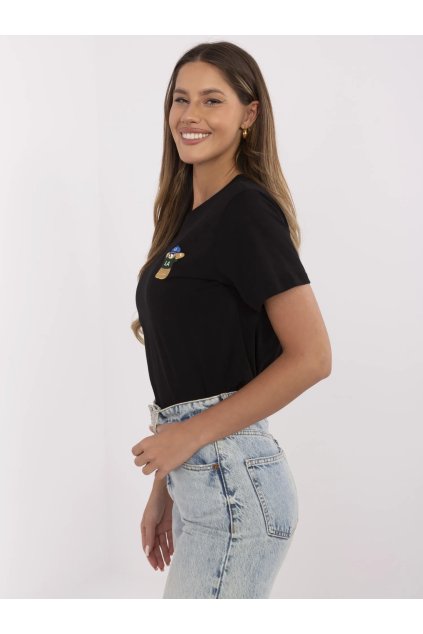 Dámske s aplikáciou farba čierna kód CLM-TS-1663.96 (Farba Čierna, Veľkosť S)