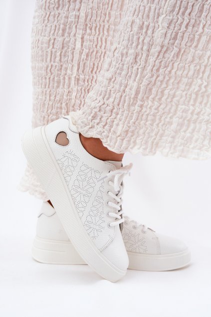 Dámske kožené tenisky na platforme vinceza 88018 biele / 88018 BIAŁY SKÓRA (Veľkosť 36)