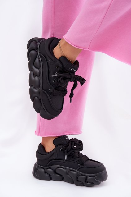 Dámské Kožené Tenisky Na Masivní Platformě GOE RR2N4044 Černé (Veľkosť 36)