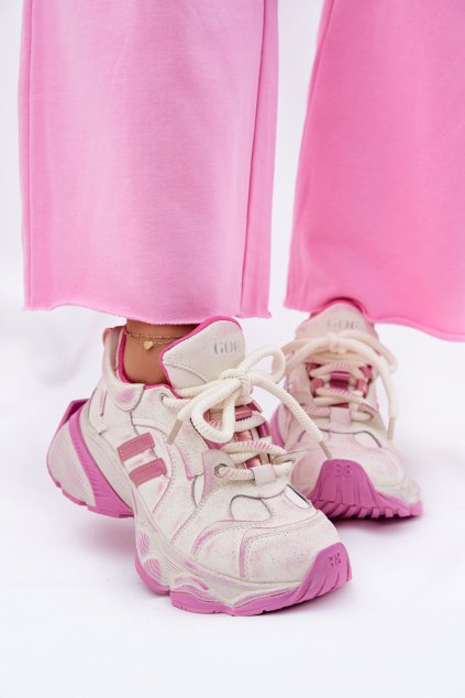 Dámske kožené tenisky goe rr2n4038 ružové / (Veľkosť 38)