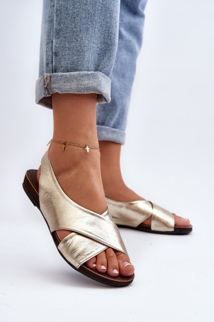 Zazoo 40407 Dámske kožené Sandále zlaté / 40407 KRYSZ ZŁ (Veľkosť 36)