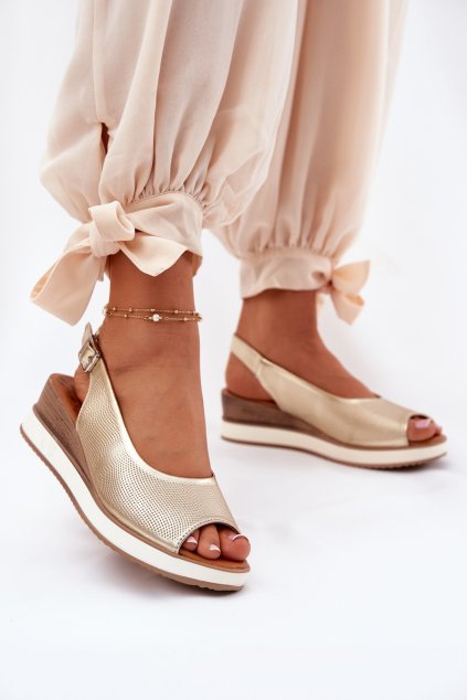 Kožené Sandály Na Klíně Artiker 56C2312 Zlaté (Veľkosť 38)