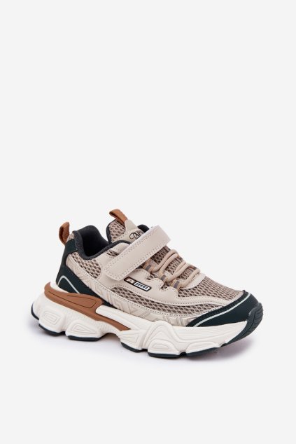 Tenisky Sportovní Boty Dětské Na Suchý Zip Béžové Ronivelle (Veľkosť 35)