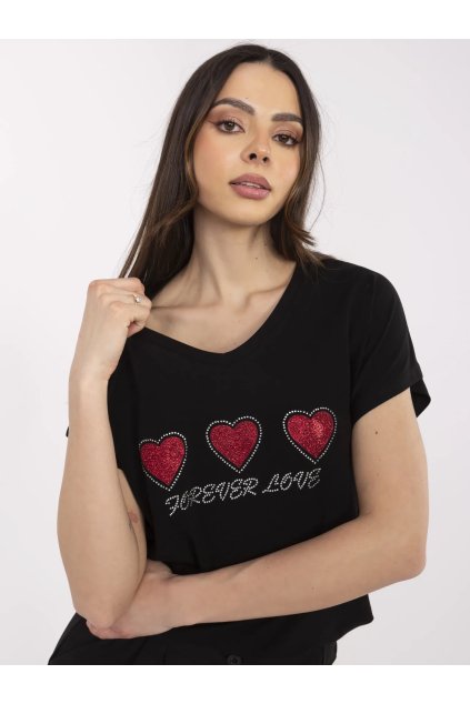 Dámske s aplikáciou farba čierna kód CLM-TS-1708.83 (Farba Čierna, Veľkosť S)