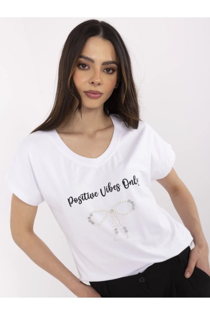 Dámske s aplikáciou farba biela kód CLM-TS-1727.90 (Farba Biela, Veľkosť S)