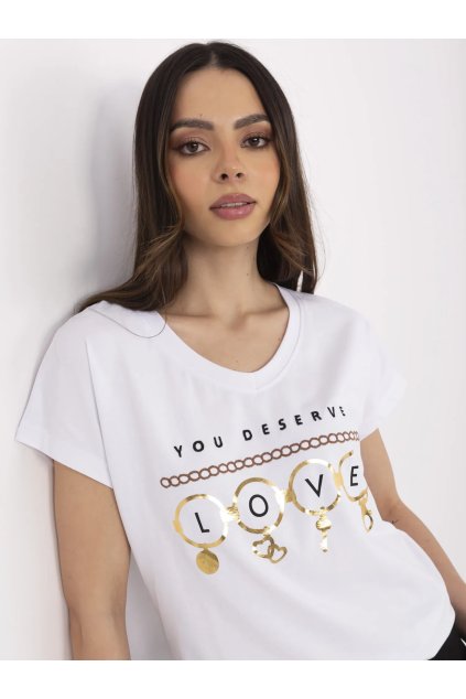 Dámske s aplikáciou farba biela kód CLM-TS-1729.86 (Farba Biela, Veľkosť S)