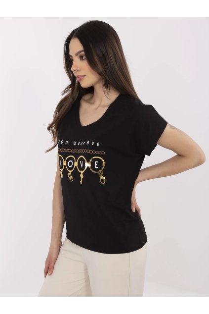 Dámske s aplikáciou farba čierna kód CLM-TS-1729.86 (Farba Čierna, Veľkosť S)