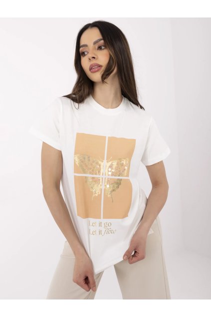 Dámske s aplikáciou farba okrová kód CLM-TS-1704.85 (Farba Okrová, Veľkosť S)