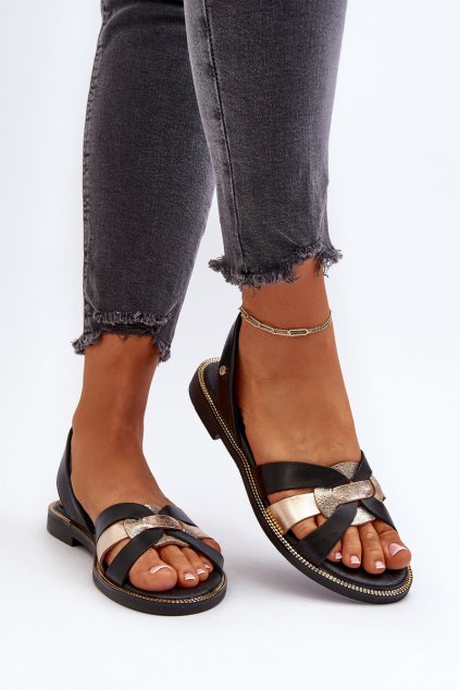 Dámské černé kožené sandály Zazoo 40382 (Veľkosť 41)