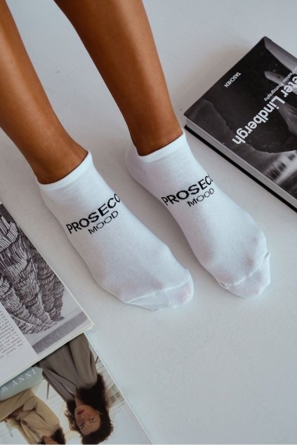 Biele dámske bavlnené ponožky s elastanom, kód produktu SK.37590