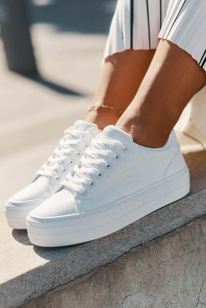 Eko kožené tenisky dámské na platformě Big Star RR274298 bílé (Veľkosť 38)